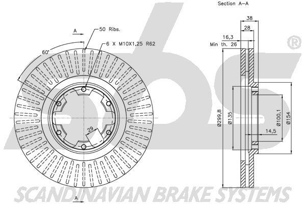 SBS 1815312262 Front brake disc ventilated 1815312262