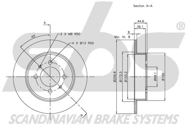 SBS 1815312263 Rear brake disc, non-ventilated 1815312263