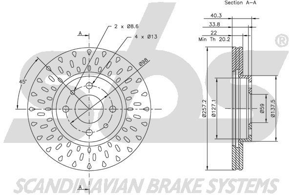 SBS 1815312336 Front brake disc ventilated 1815312336