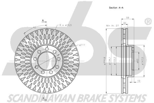 SBS 1815312361 Front brake disc ventilated 1815312361