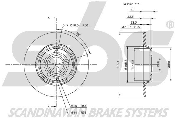 SBS 1815312552 Rear brake disc, non-ventilated 1815312552
