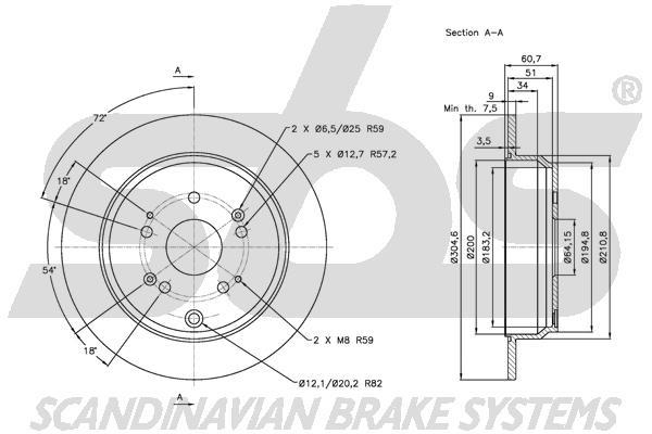 SBS 1815312642 Rear brake disc, non-ventilated 1815312642