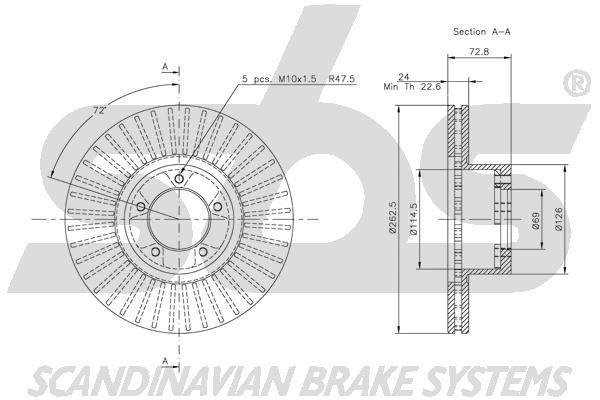 SBS 1815202511 Front brake disc ventilated 1815202511
