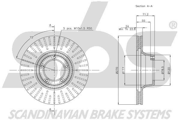 SBS 1815202518 Front brake disc ventilated 1815202518