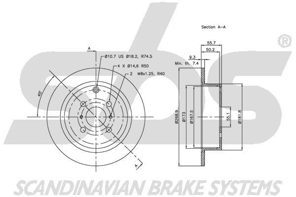 SBS 1815314581 Rear brake disc, non-ventilated 1815314581