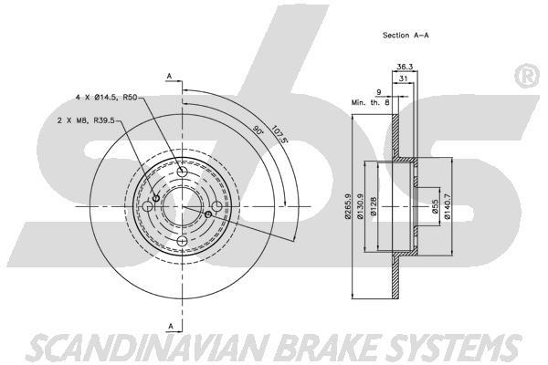 SBS 1815314587 Rear brake disc, non-ventilated 1815314587