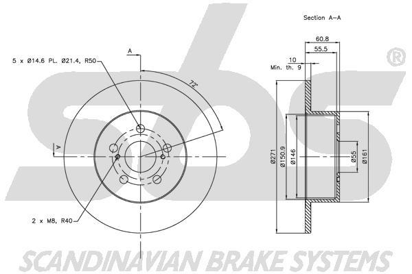 SBS 1815314593 Rear brake disc, non-ventilated 1815314593