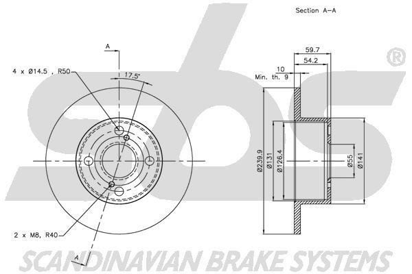 SBS 1815314599 Rear brake disc, non-ventilated 1815314599