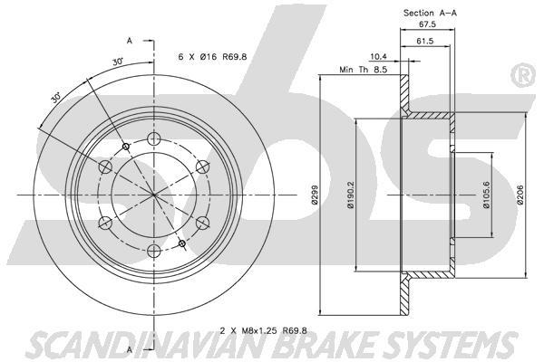 SBS 1815315003 Rear brake disc, non-ventilated 1815315003