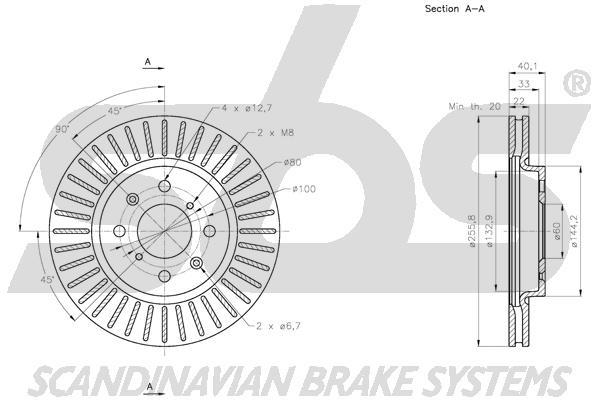 SBS 1815315224 Front brake disc ventilated 1815315224