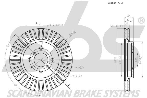 SBS 1815315228 Front brake disc ventilated 1815315228