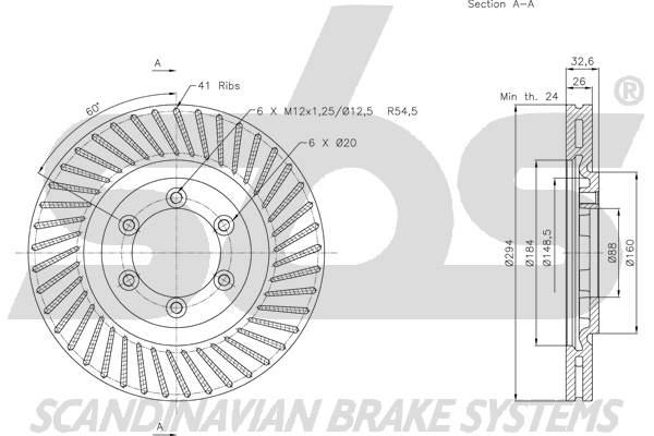 SBS 1815315701 Front brake disc ventilated 1815315701