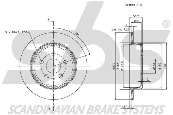 SBS 1815319310 Rear brake disc, non-ventilated 1815319310