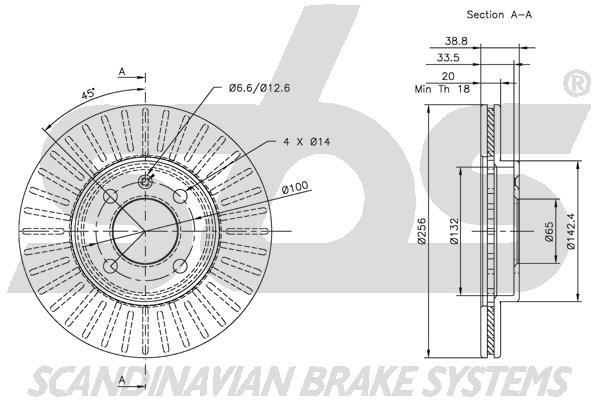 SBS 1815319934 Front brake disc ventilated 1815319934