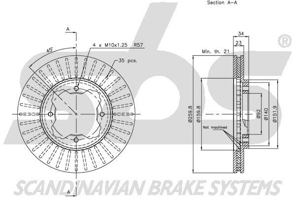SBS 1815319941 Front brake disc ventilated 1815319941