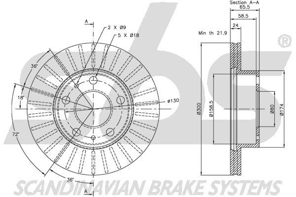 SBS 1815319946 Front brake disc ventilated 1815319946