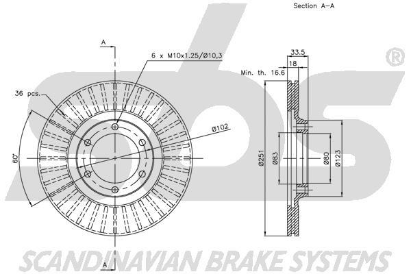 SBS 1815201402 Front brake disc ventilated 1815201402