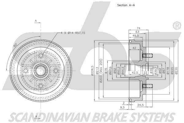 SBS 1825253005 Rear brake drum 1825253005