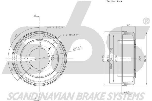 SBS 1825253011 Rear brake drum 1825253011