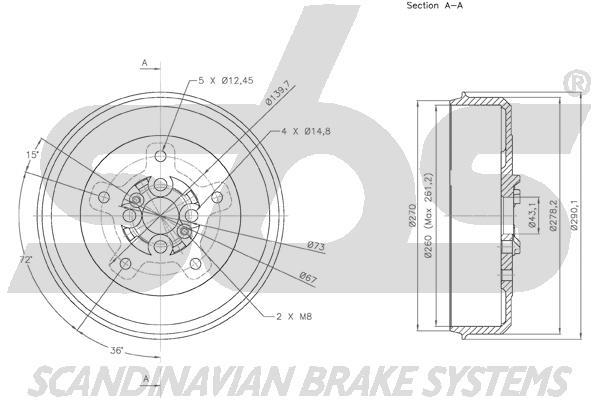 SBS 1825253507 Rear brake drum 1825253507