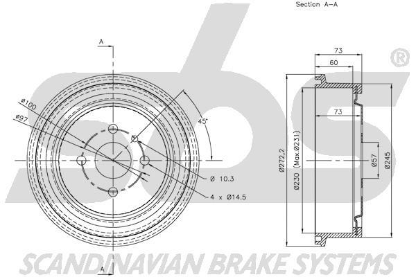 SBS 1825253604 Rear brake drum 1825253604