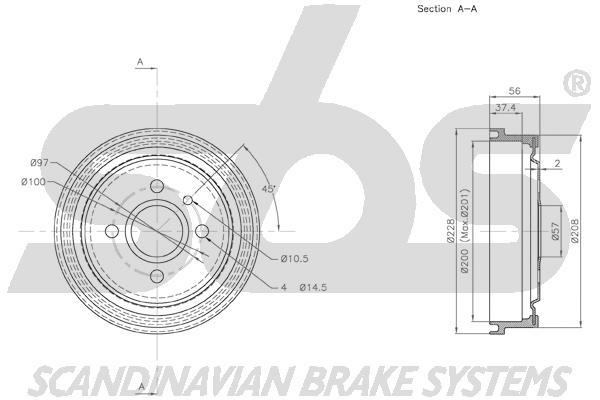 SBS 1825253605 Rear brake drum 1825253605