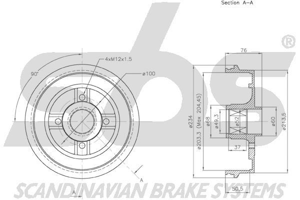 SBS 1825253928 Brake drum with wheel bearing, assy 1825253928