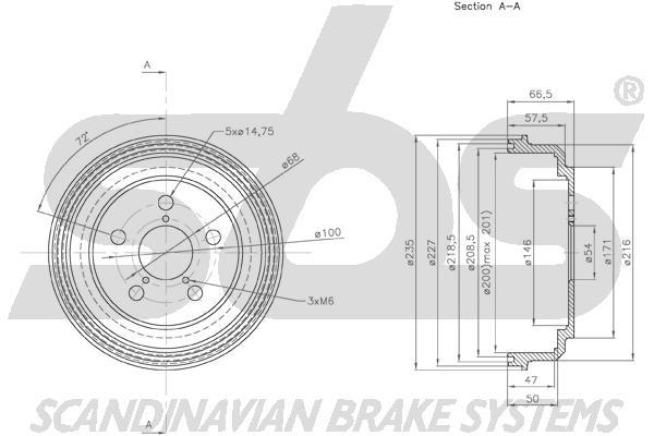 SBS 1825254507 Rear brake drum 1825254507