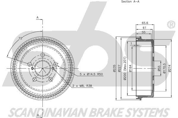 SBS 1825254510 Brake drum 1825254510