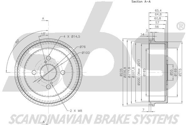 SBS 1825254513 Rear brake drum 1825254513