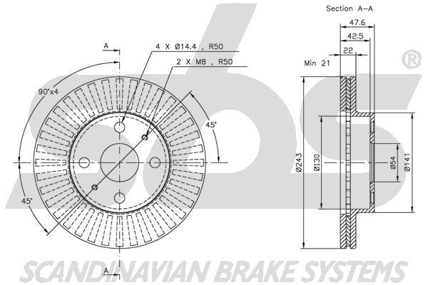SBS 1815204515 Front brake disc ventilated 1815204515