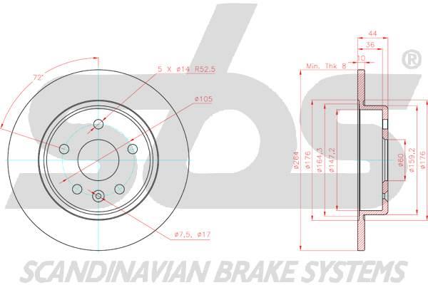 SBS 1815313681 Rear brake disc, non-ventilated 1815313681