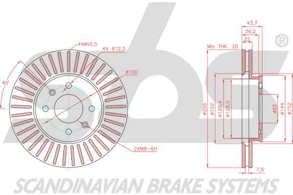 SBS 1815313456 Front brake disc ventilated 1815313456