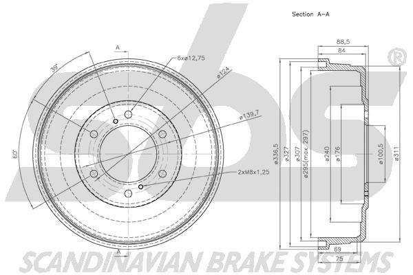 SBS 1825262206 Rear brake drum 1825262206