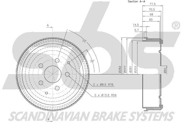 SBS 1825264704 Rear brake drum 1825264704