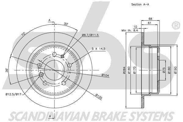 SBS 1815201529 Rear brake disc, non-ventilated 1815201529