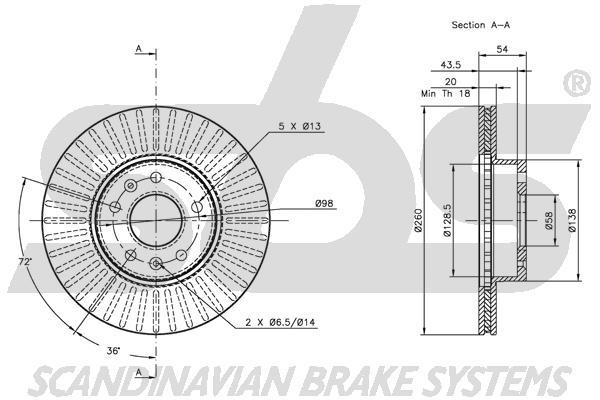 SBS 1815201906 Front brake disc ventilated 1815201906
