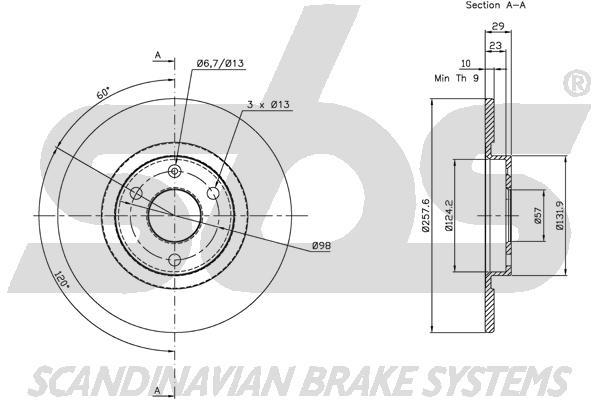 SBS 1815201916 Unventilated front brake disc 1815201916