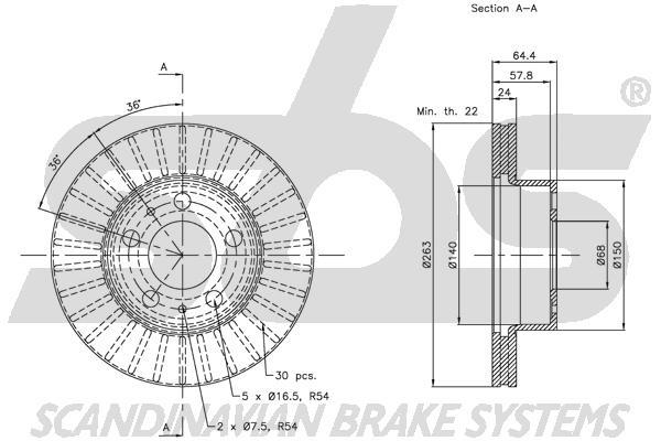 SBS 1815204810 Front brake disc ventilated 1815204810