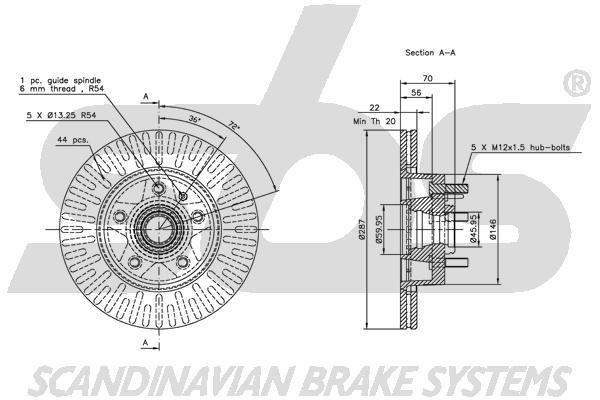 SBS 1815204814 Front brake disc ventilated 1815204814