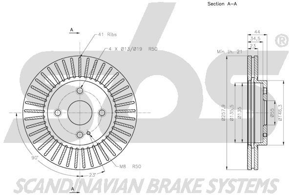 SBS 1815313267 Front brake disc ventilated 1815313267