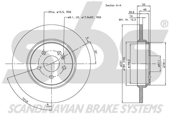 SBS 1815313357 Rear brake disc, non-ventilated 1815313357