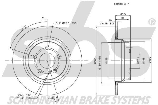 SBS 1815313362 Rear brake disc, non-ventilated 1815313362
