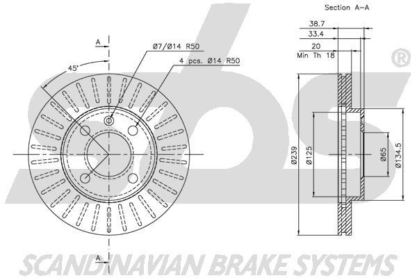 SBS 1815314724 Front brake disc ventilated 1815314724