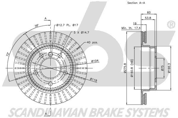 SBS 1815311535 Rear ventilated brake disc 1815311535