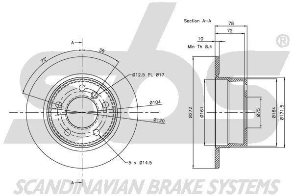 SBS 1815311538 Rear brake disc, non-ventilated 1815311538