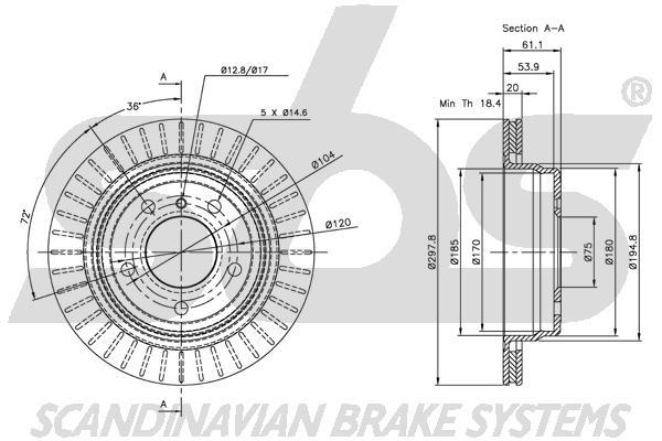 SBS 1815311539 Rear ventilated brake disc 1815311539