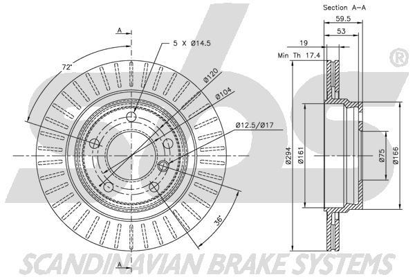 SBS 1815311541 Rear ventilated brake disc 1815311541