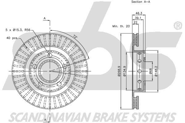 SBS 1815314798 Rear ventilated brake disc 1815314798