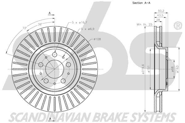 SBS 1815314862 Front brake disc ventilated 1815314862